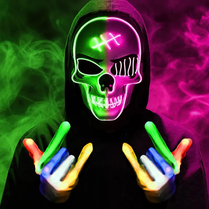 Spooky LED Glowing Skeleton Mask for Halloween Party