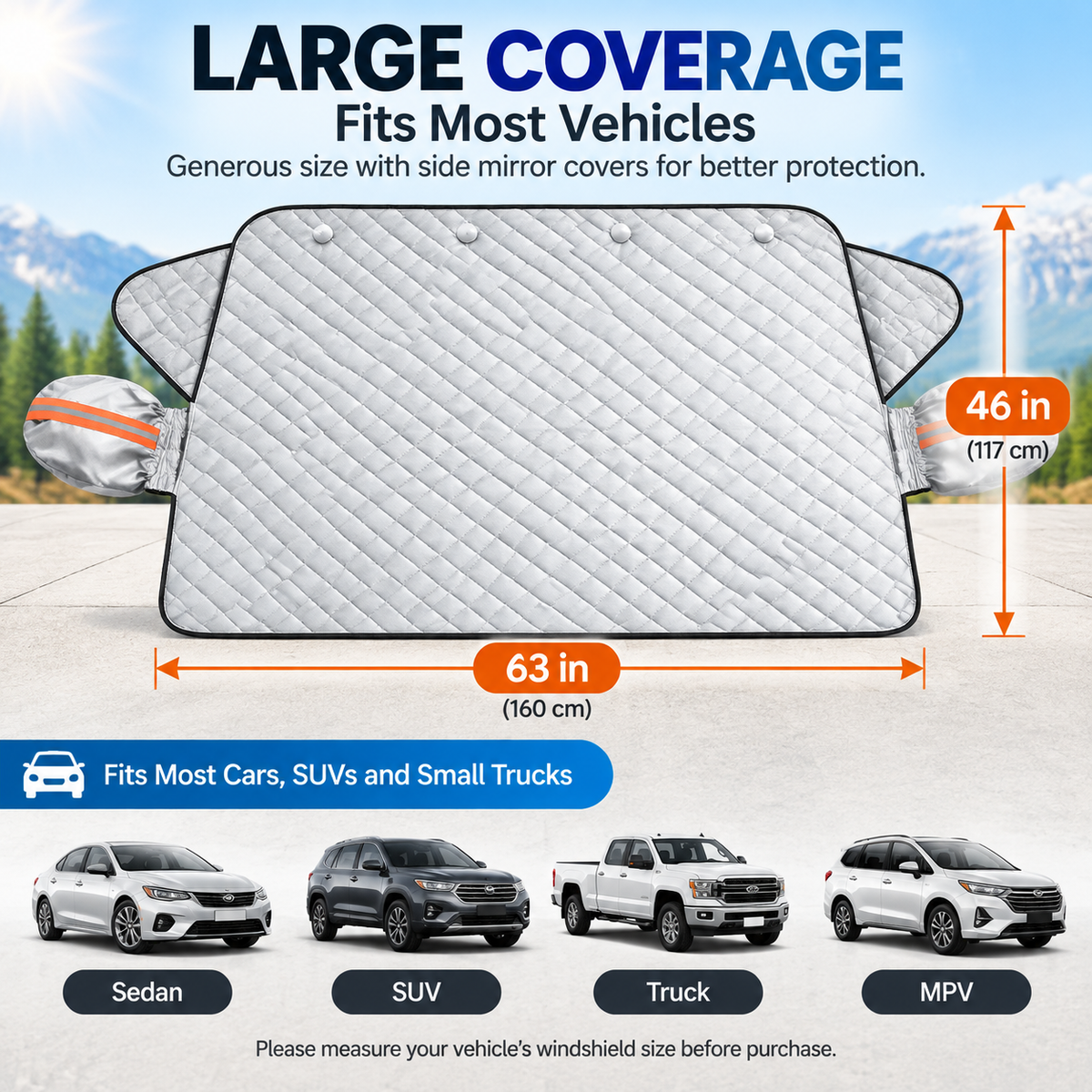 🚗 🚗 All-Season Magnetic Windshield Cover for Sun, Snow & Frost, Fits Cars, SUVs & Trucks
