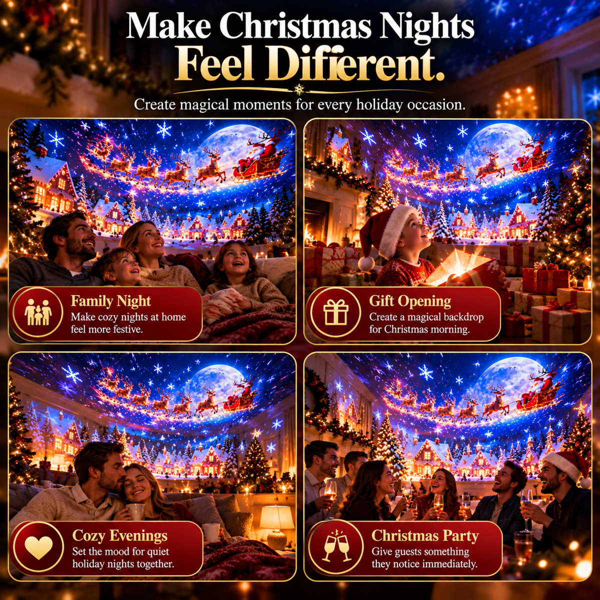 🎄 Christmas Projector Light – Indoor Holiday Projection Lamp for Walls & Ceilings