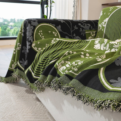 Botanical Elegance — A Luxury Green Sofa Throw for the Refined Home