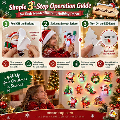 🎄Christmas Sale!! 💞50K+ SOLD! 🎄✨ 50% OFF! LED Christmas Light-Up Wall Decals – built-in LED, pre-installed batteries, 12/24/36pcs. Peel & stick festive glow for walls & windows! 🎅💡