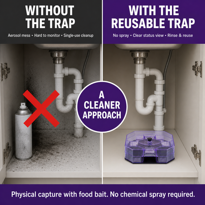🪳 Reusable No-Spray Roach Trap – Chemical-Free, Washable Cockroach Catcher