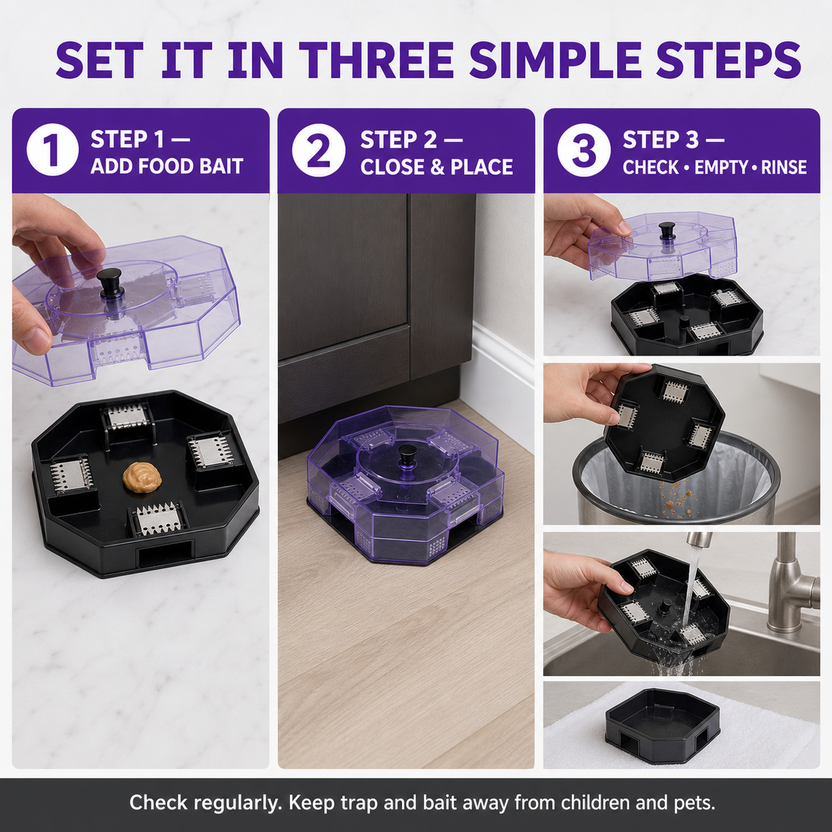🪳 Reusable No-Spray Roach Trap – Chemical-Free, Washable Cockroach Catcher