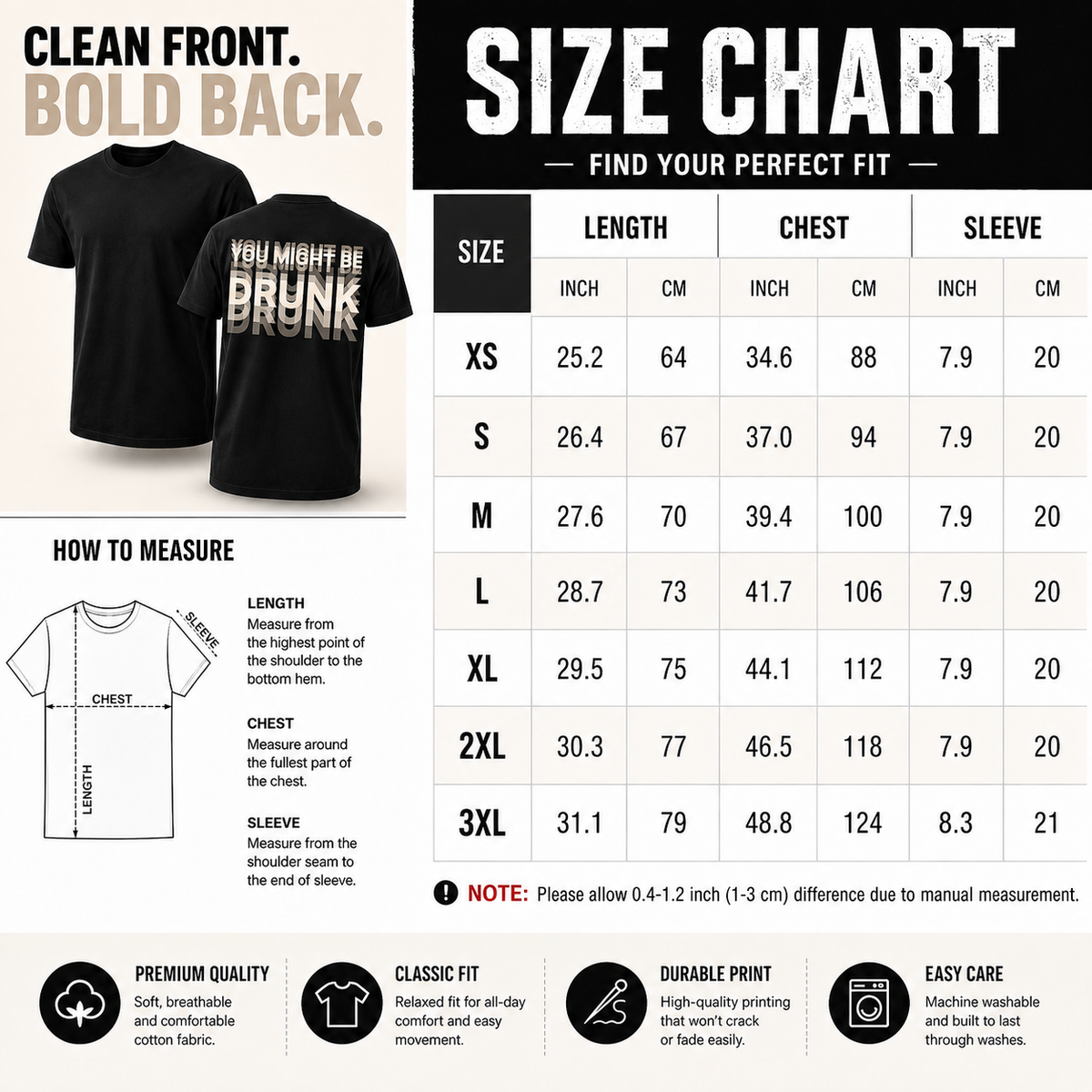 You Might Be Drunk - Black Graphic T-Shirt
