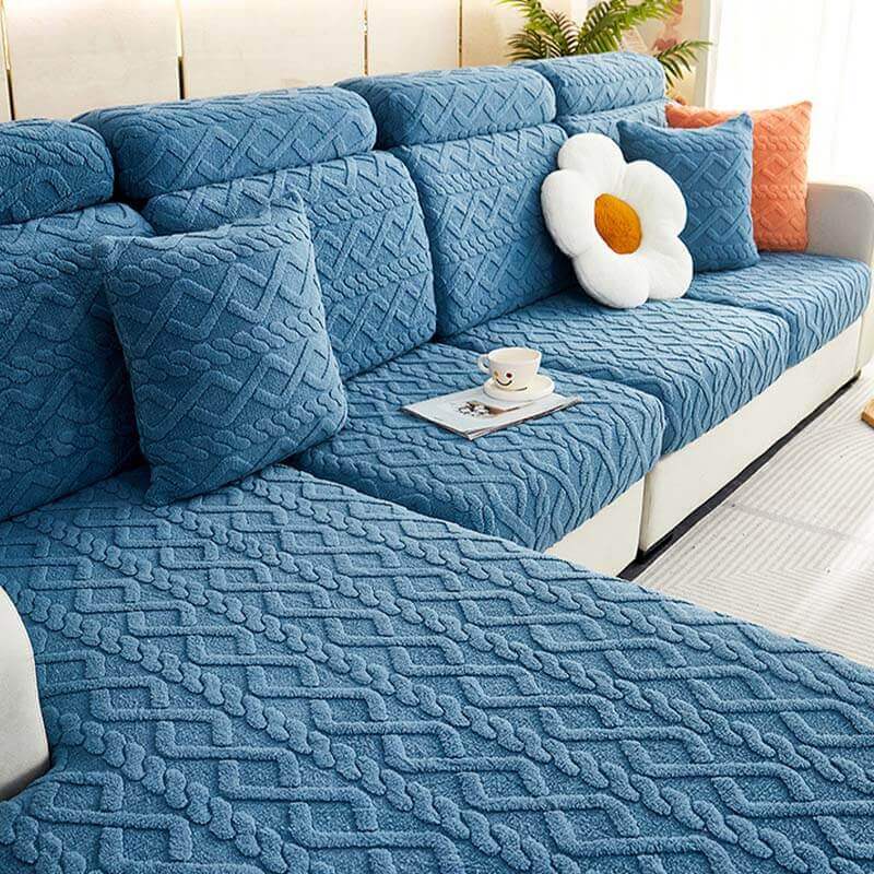 Luxury Plush Stretch Sofa Cover — Warm Comfort & Elegant Home Style
