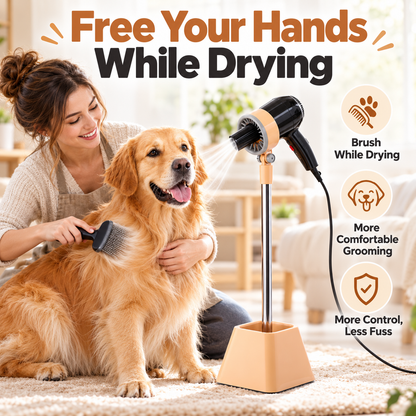 🐾 Hands-Free Pet Hair Dryer Stand – Adjustable Grooming Holder for Dogs & Cats