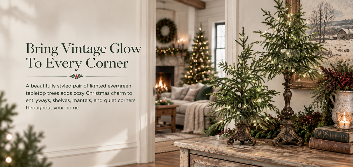 Vintage Lighted Norfolk Pine Trees