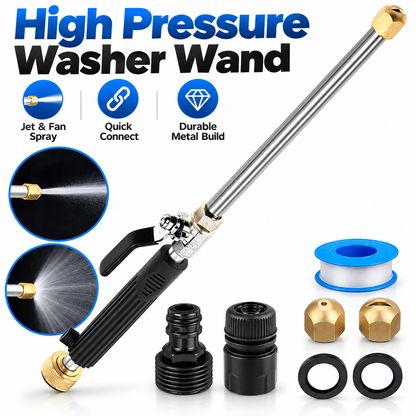 💧 High-Pressure Long-Reach Garden Hose Spray Wand with Jet & Fan Tips 🌿