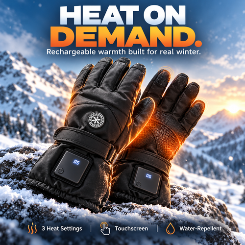 🔥 Rechargeable Heated Gloves – 3 Heat Settings, Touchscreen & Waterproof Winter Gloves