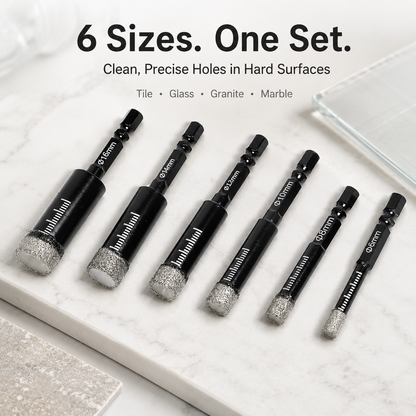 ⚡️6 Pcs Diamond Drill Bits Set,Brazed Diamond Drill Bits for Precision Drilling in Tile Ceramic Glass Granite Marble Masonry