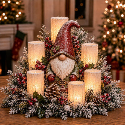 🔥Christmas Lighted Centerpiece with Flameless Candle Glow