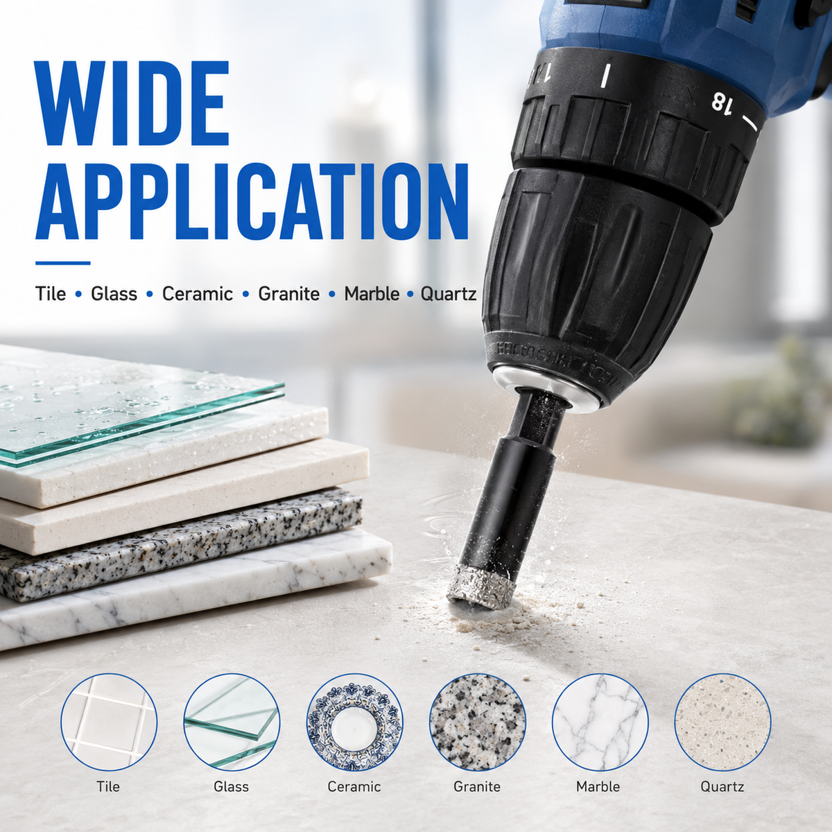 ⚡️6 Pcs Diamond Drill Bits Set,Brazed Diamond Drill Bits for Precision Drilling in Tile Ceramic Glass Granite Marble Masonry