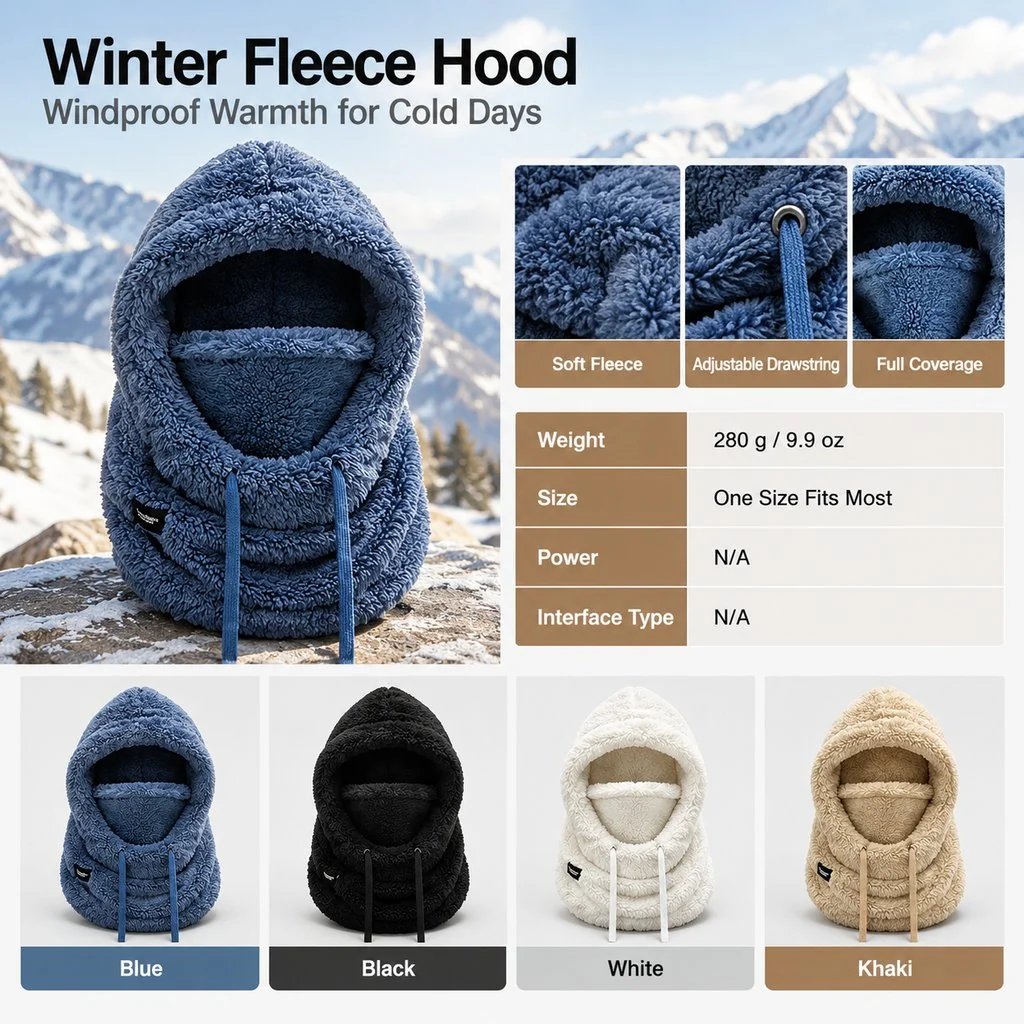 🎉2026 Women's Fleece Hooded Winter Cycling Mask and Hat for Cold Weather