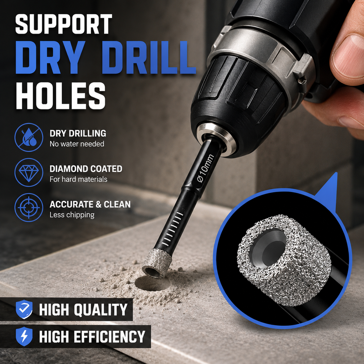 ⚡️6 Pcs Diamond Drill Bits Set,Brazed Diamond Drill Bits for Precision Drilling in Tile Ceramic Glass Granite Marble Masonry