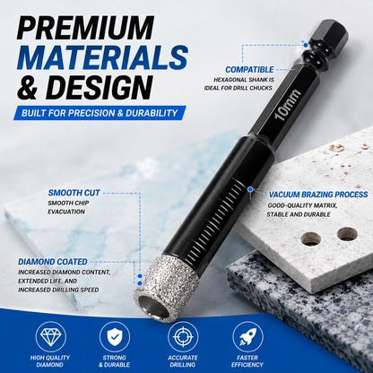 ⚡️6 Pcs Diamond Drill Bits Set,Brazed Diamond Drill Bits for Precision Drilling in Tile Ceramic Glass Granite Marble Masonry