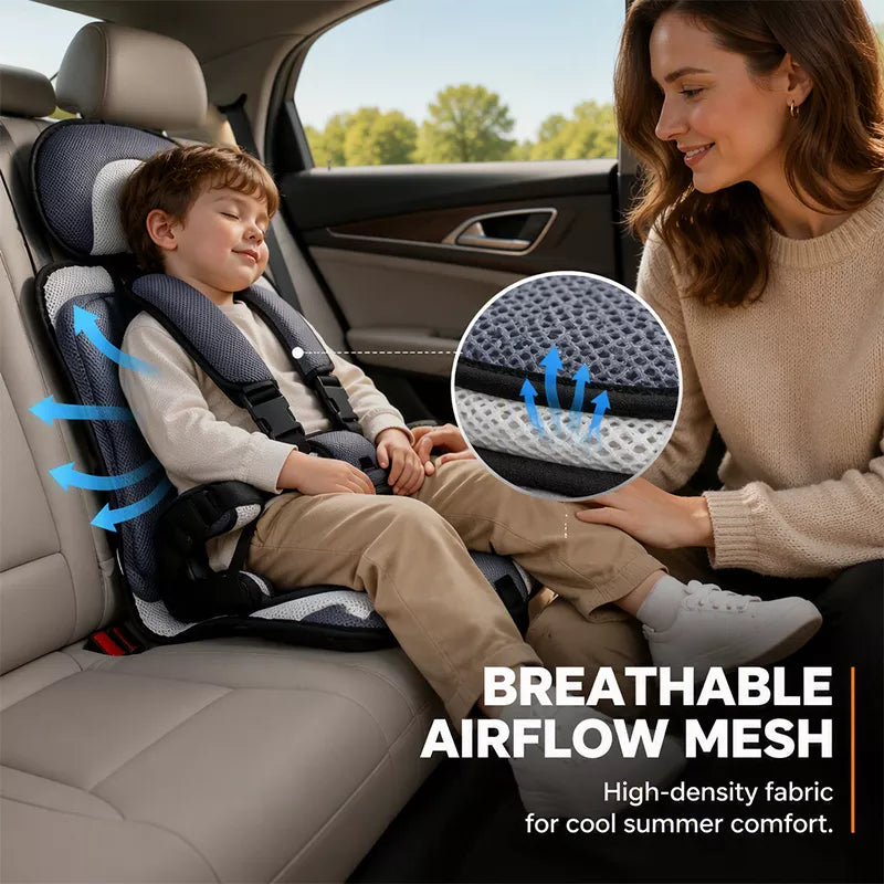 👶🛡️   Portable Child Car Seat – Cotton & Polyester, Lightweight & 5-Point Harness.🚙