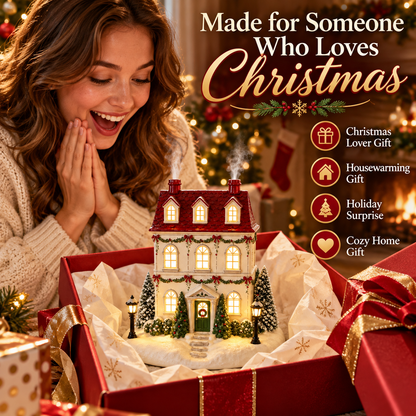 🔥Last Day 43% OFF🎄 Christmas House Aroma Diffuser – Warm Light & Gentle Mist Holiday Decor