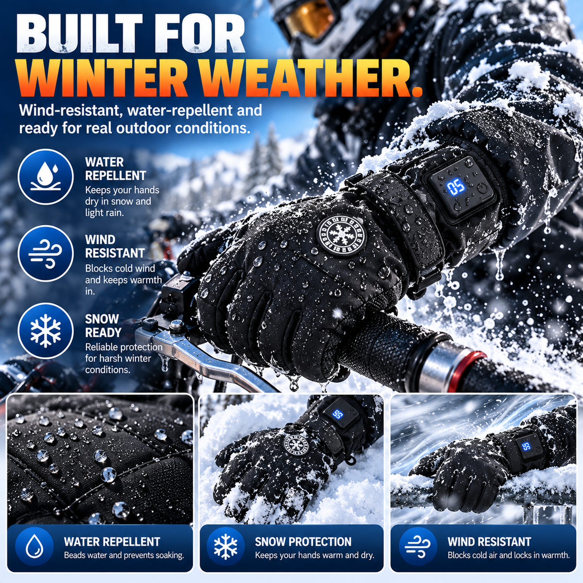 🔥 Rechargeable Heated Gloves – 3 Heat Settings, Touchscreen & Waterproof Winter Gloves
