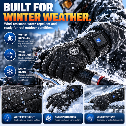 🔥 Rechargeable Heated Gloves – 3 Heat Settings, Touchscreen & Waterproof Winter Gloves