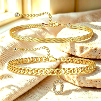 ✨ Gold Initial Anklet – ✨14K Gold Plated, Waterproof Adjustable Letter Pendant, Stackable Beach Jewelry