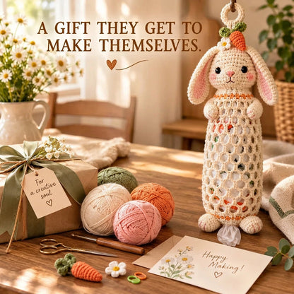 🧶 Cottage Harvest Keepers™ – Crochet Animal Bag Holder DIY Kit