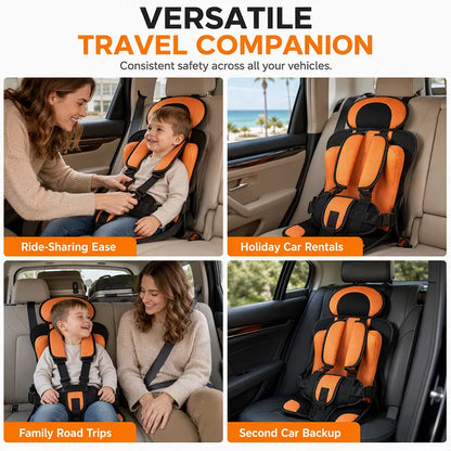 👶🛡️   Portable Child Car Seat – Cotton & Polyester, Lightweight & 5-Point Harness.🚙