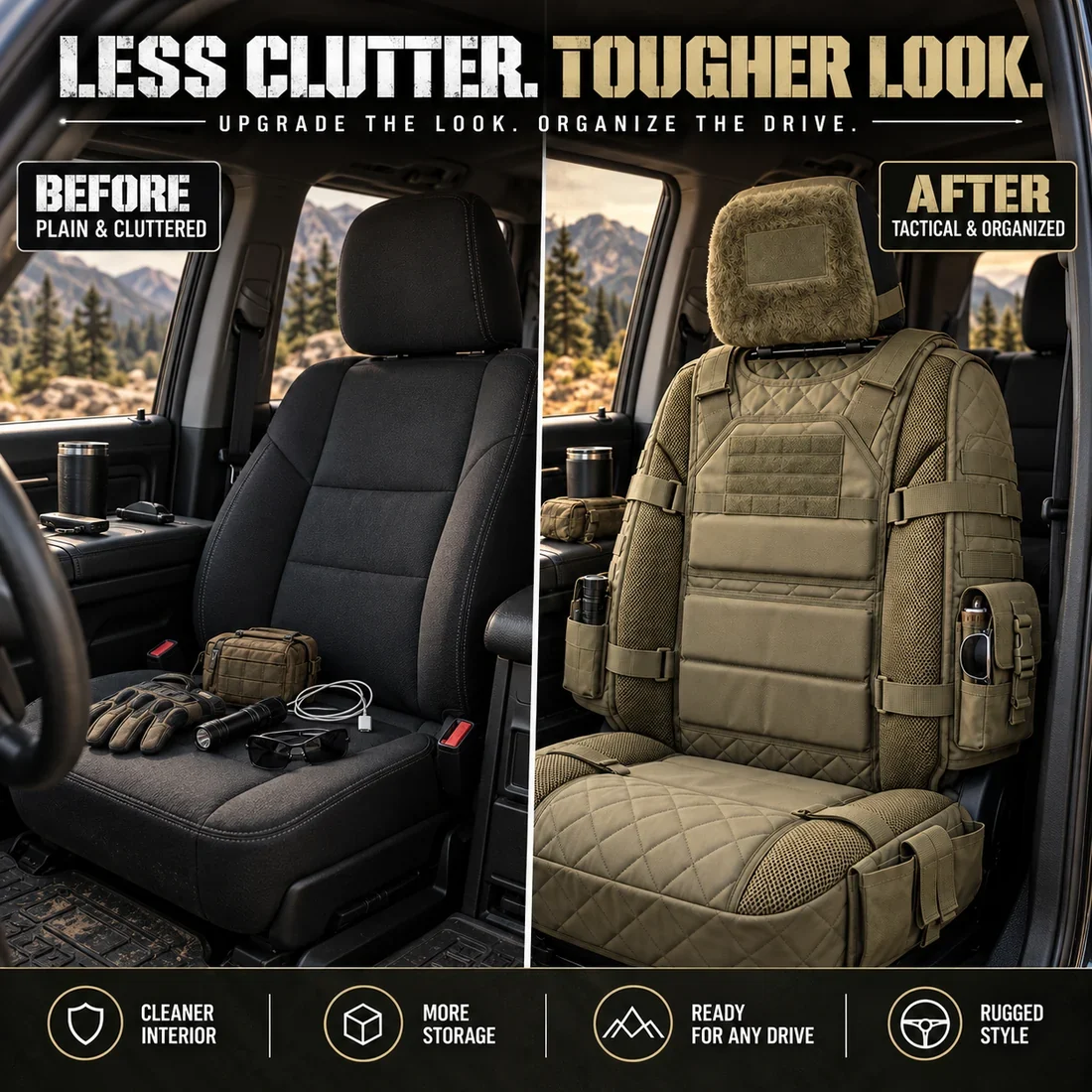 Limited Time 50% OFF | Tactical Truck Seat Cover with Built-In Storage