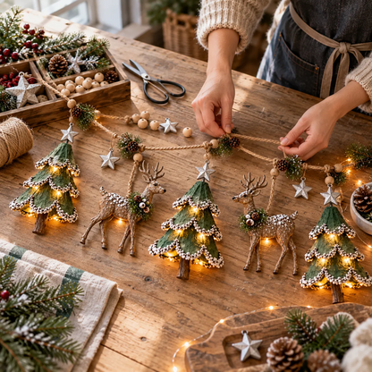🎄Lighted Woodland Christmas Garland