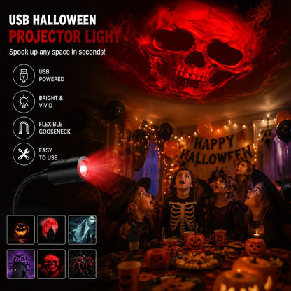 🎃✨ Plug-&-Play HD Halloween Star Projector – 6-Disc Set for a Spooky Holiday Atmosphere