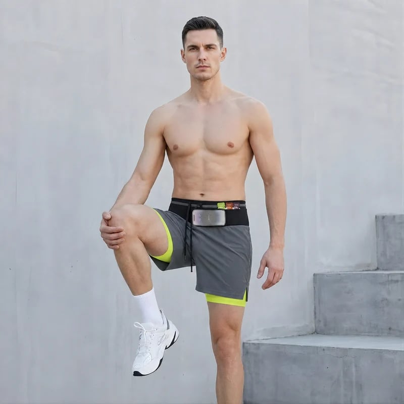 Marathon Pro Shorts — Front Mesh Storage Belt · Right Inner Liner Phone Pocket · Rear Zip Pocket · Anti-Chafe Liner