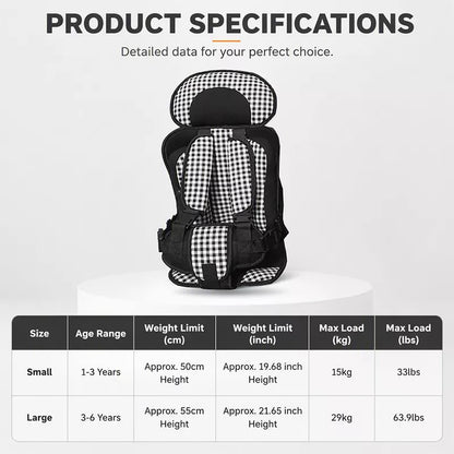 👶🛡️   Portable Child Car Seat – Cotton & Polyester, Lightweight & 5-Point Harness.🚙