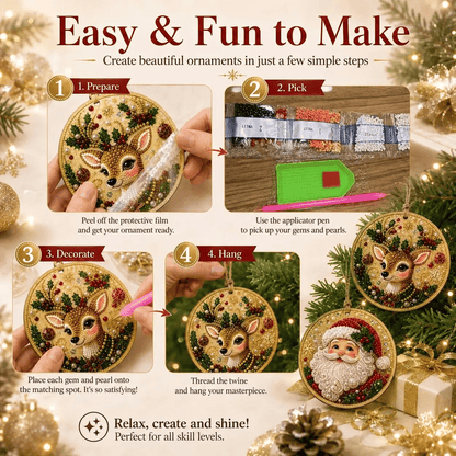 🔥Last Day of the Promotion!🎄Christmas DIY Diamond Painting Ornament Set (6‑Pieces)🎅