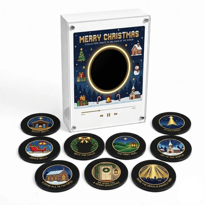 Christmas Collectible Vinyl‐Style Magnetic Music Player Set