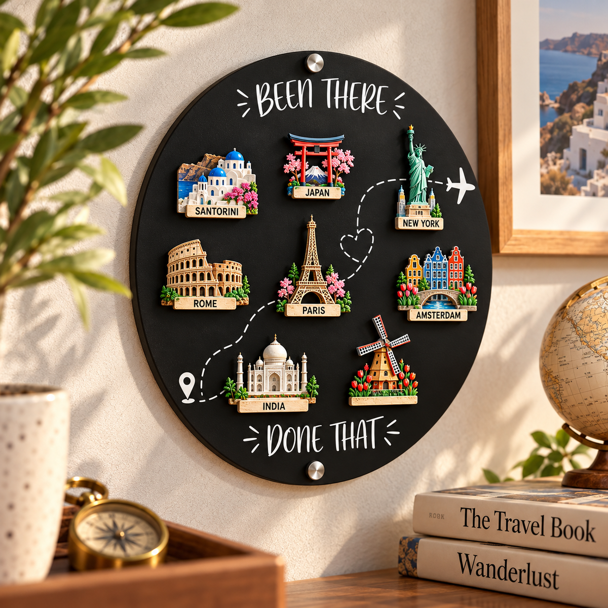 🌍 Travel Magnet Display Board | “Been There, Done That” Memory Wall