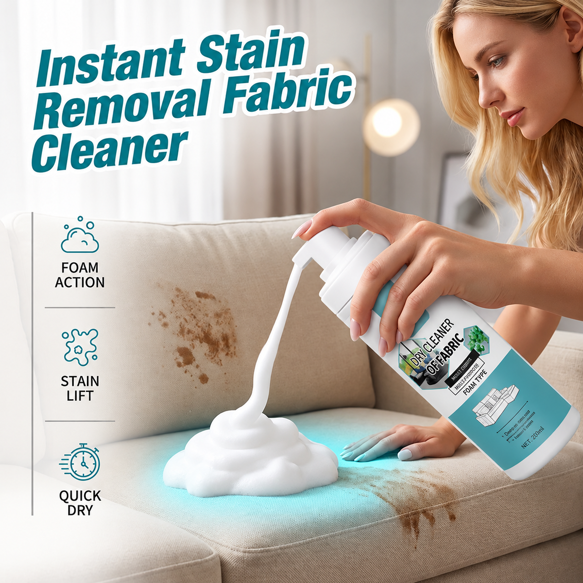 No-Rinse Fabric Cleaner Foam