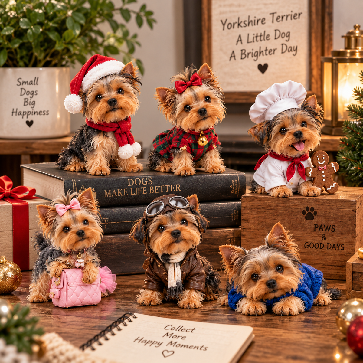 24 Days of Yorkshire Terrier – 24 Unique Yorkie Figurines | Christmas Collectible Gift Set