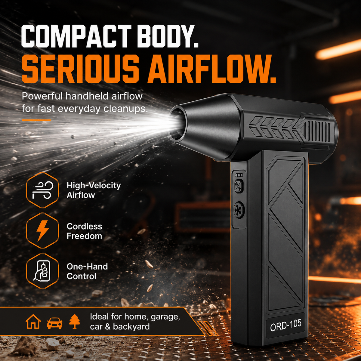 Cordless Turbo Air Duster – Powerful Rechargeable Cleaner for Cars, Garages & Workspaces