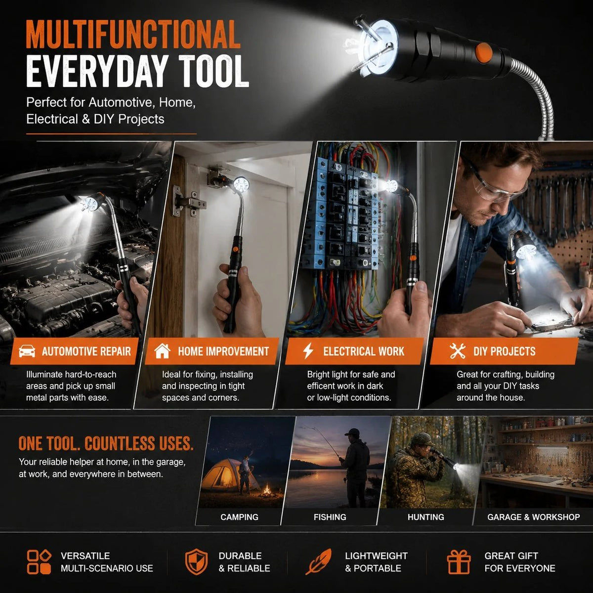 Telescoping Magnetic Pickup Tool 🔦 – Built-In LED for Easy Retrieval