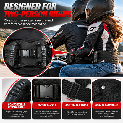 🏍️ Motorcycle Passenger Grab Handle Belt – Rear Seat Safety Grip Strap For Two Riders