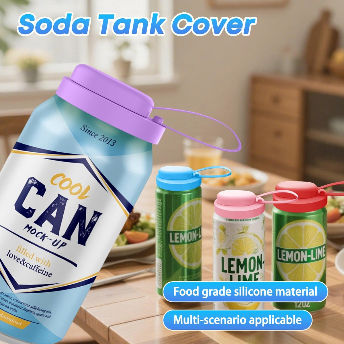 3Pcs BPA-Free Reusable Soda Can Lids, Secure Fit Covers to Keep Drinks Clean & Bug-Free, Optional Straws Included