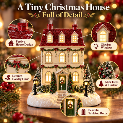 🔥Last Day 43% OFF🎄 Christmas House Aroma Diffuser – Warm Light & Gentle Mist Holiday Decor