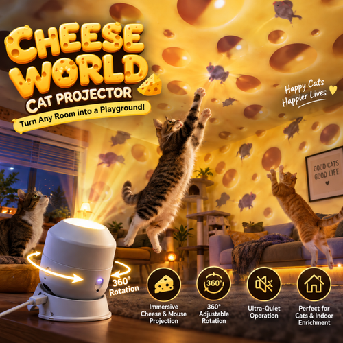🎄Cheese & Mouse Cat Projector – Indoor Fun for Curious Cats