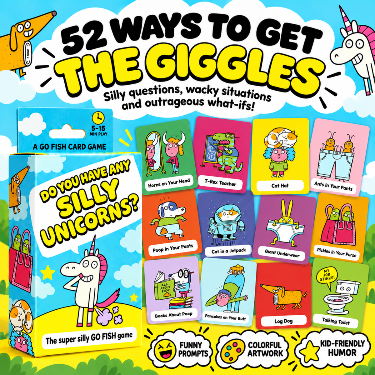 😂 48% OFF Today!  🎁Super Silly Go Fish Card Game for Kids & Family Game Night