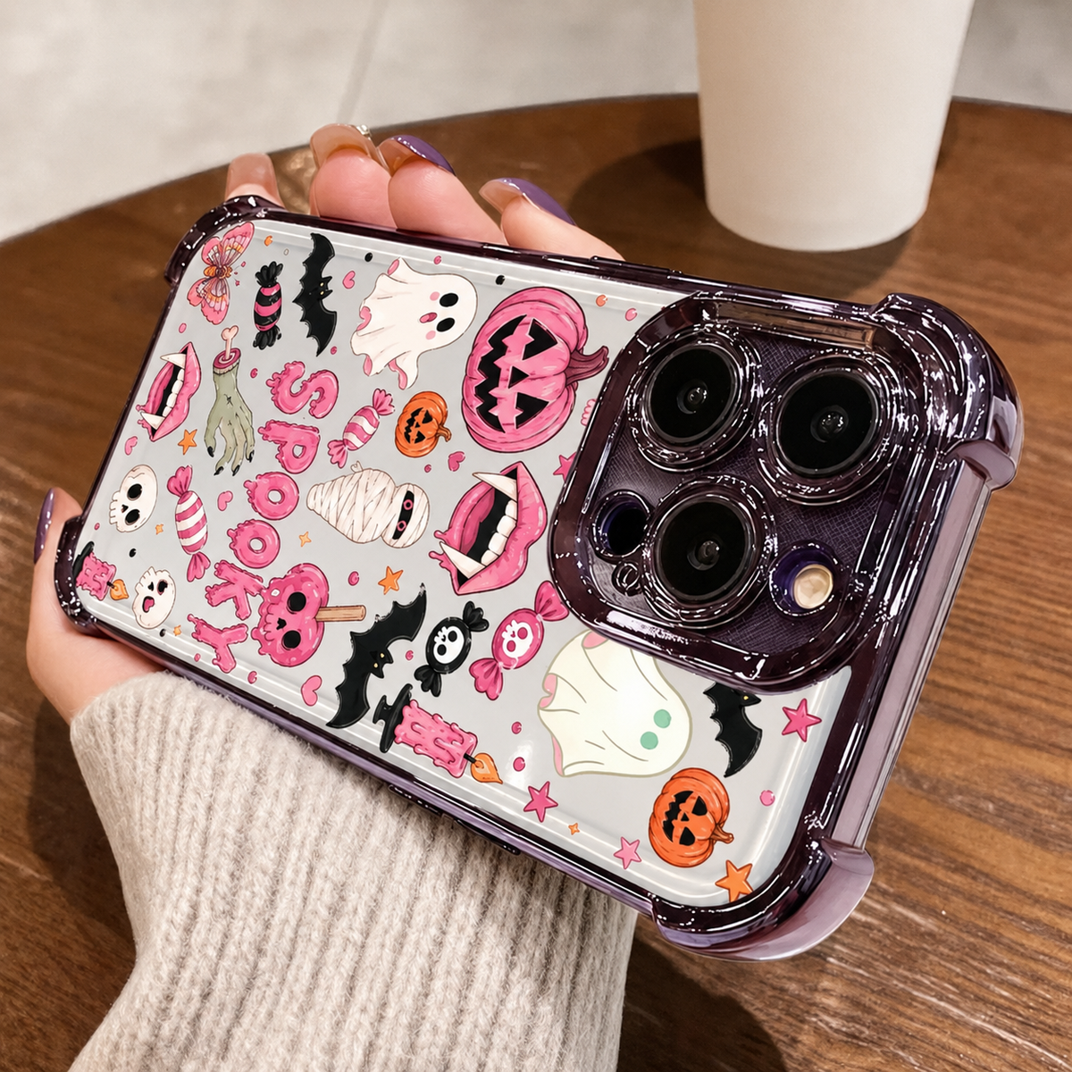 🎃Halloween Candy Ghost Phone Case – Cute Pumpkin & Ghost Design, Shockproof Magnetic Case