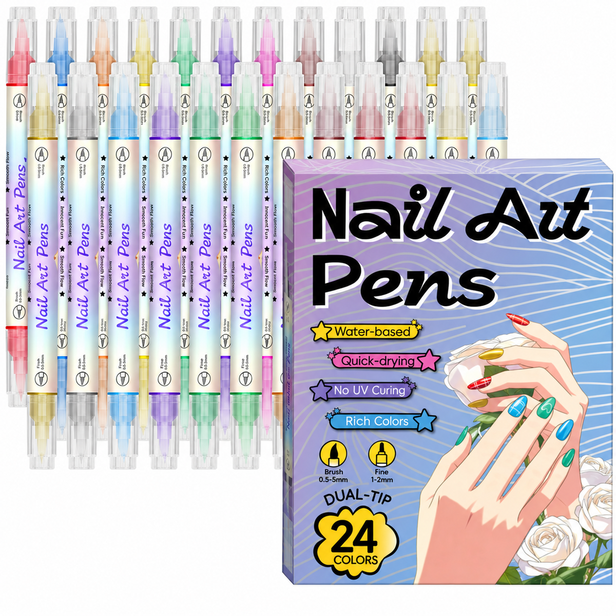 12/24 Colors Nail Art Pens – DIY 3D Markers for Drawing, Dotting & Manicure
