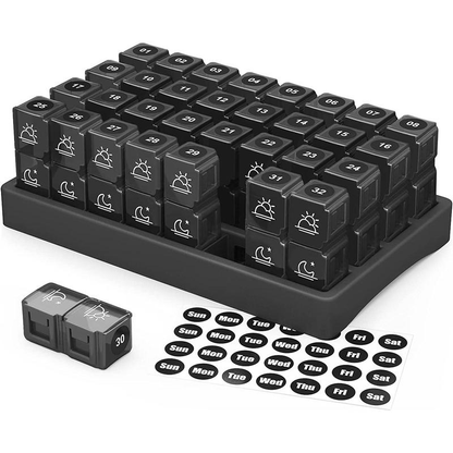 💊 Monthly AM/PM Pill Organizer – Twice-a-Day Medicine & Vitamin Storage with Stickers