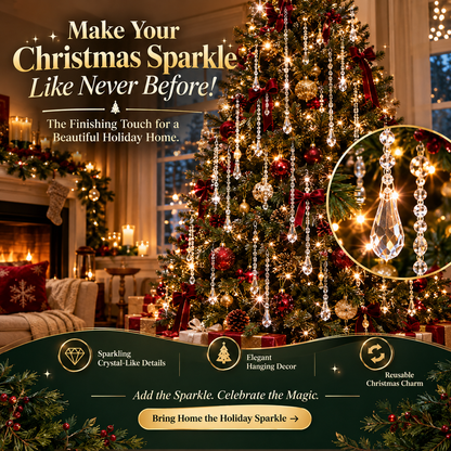 ✨ Sparkling Crystal-Like Christmas Garland – Hanging Teardrop Bead Strands for Elegant Holiday Tree Decor 🎄