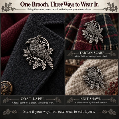 🐦‍⬛ Gothic Celtic Raven Brooch – 🔥Dark Academia Statement Pin