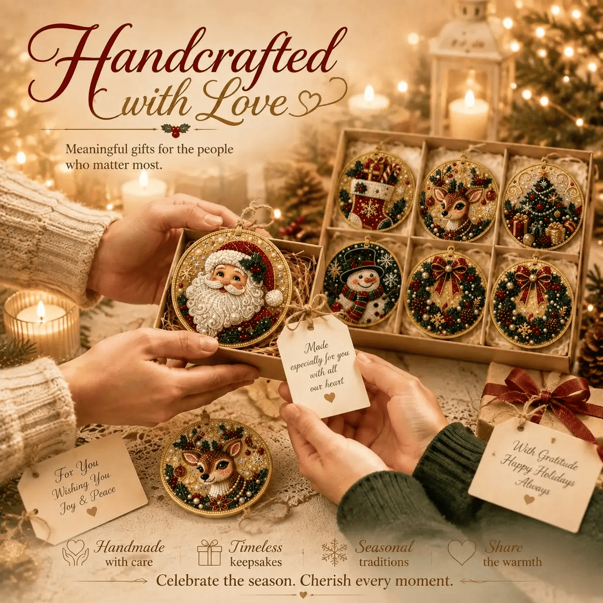 🔥Last Day of the Promotion!🎄Christmas DIY Diamond Painting Ornament Set (6‑Pieces)🎅