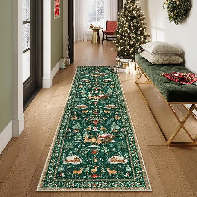 🎄Soft Christmas Tree Santa Claus Carpet Runner🔥
